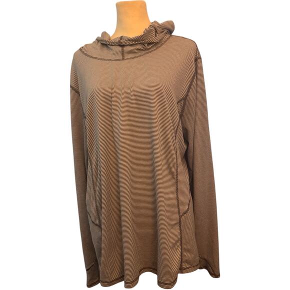 Danskin Now Striped Long Sleeve Lightweight Hoodie, Black/White, Size XL (16/18) - Picture 1 of 4